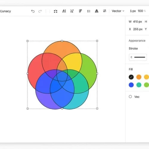 Vector editing tools for 6 way venn diagrams
