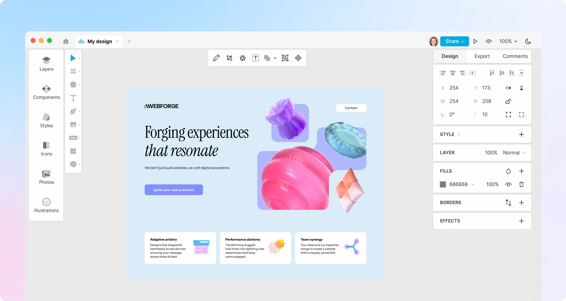 UX design in Lunacy