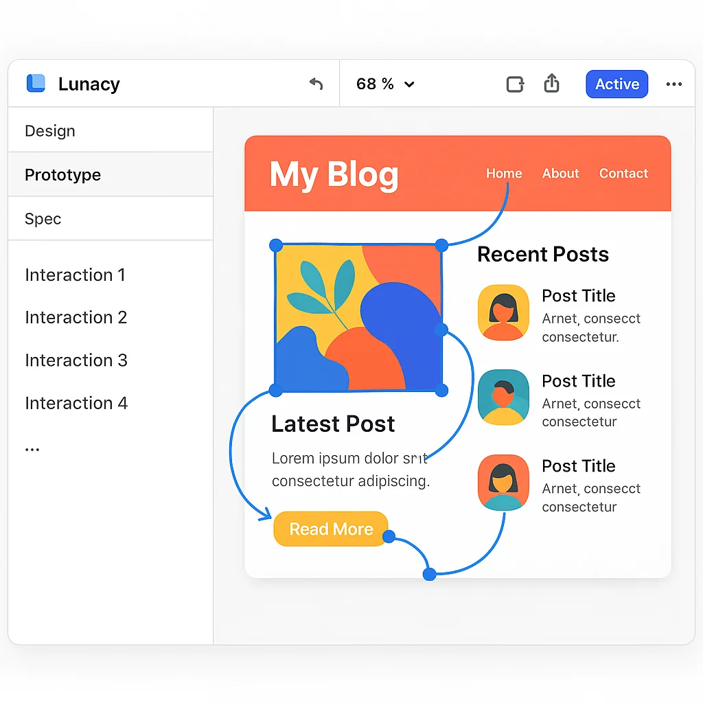 Interactive blog prototyping