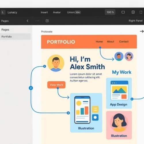 Interactive portfolio prototyping in Lunacy