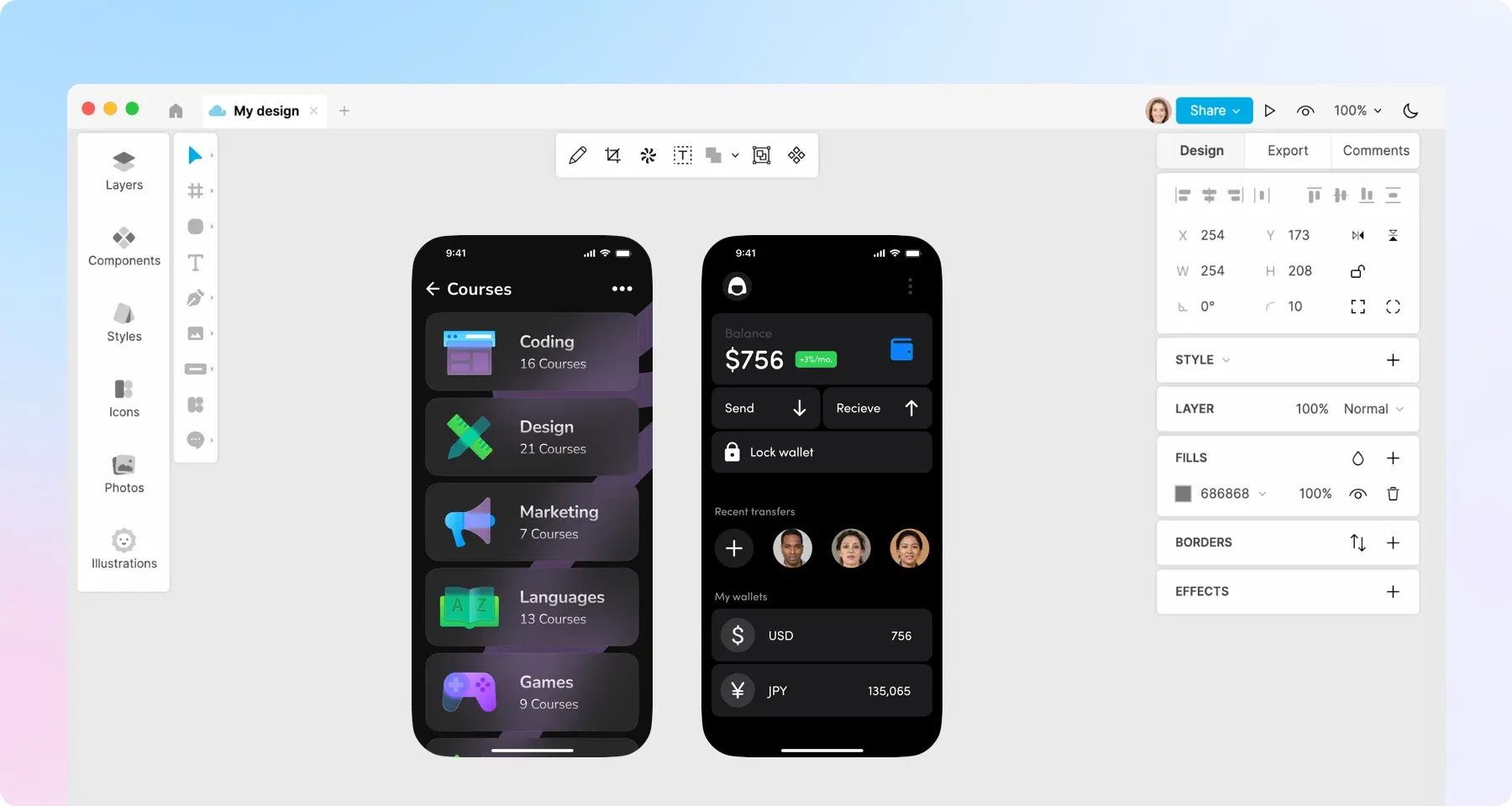 Prototyping design in Lunacy