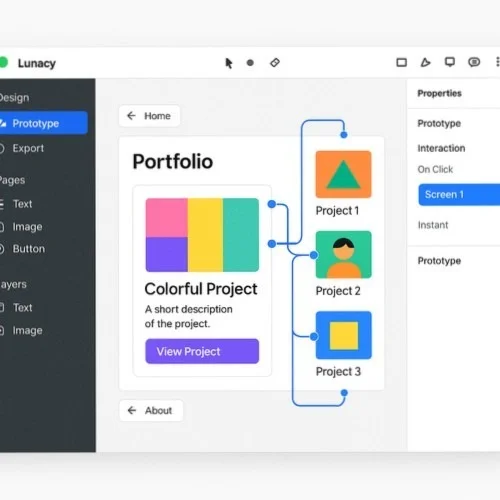 Interactive portfolio prototyping in Lunacy