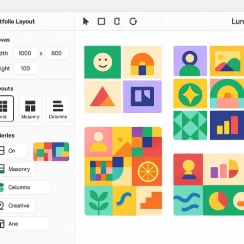 Professional portfolio layout design in Lunacy