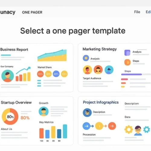 Digital one pager templates in Lunacy