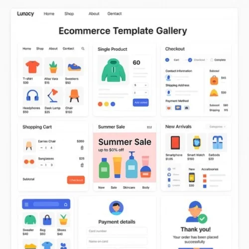 Ecommerce website templates in Lunacy