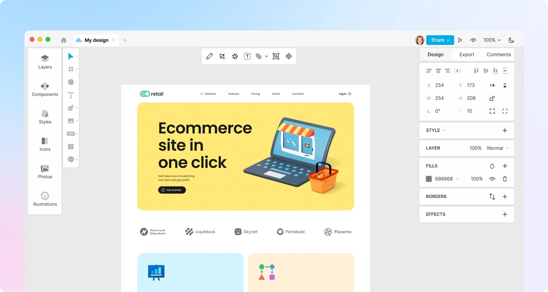 ecommerce ui ux in Lunacy