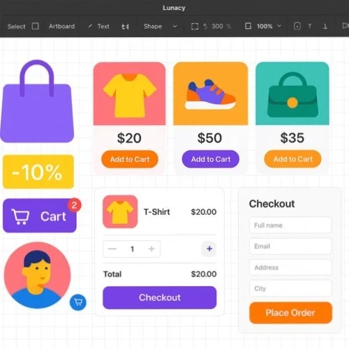 Ecommerce UI design tools in Lunacy