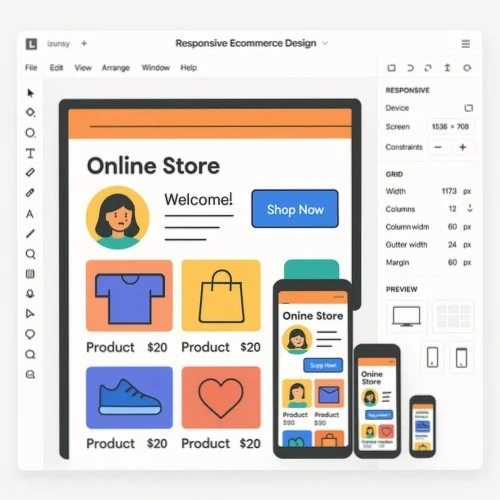 Responsive ecommerce design in Lunacy