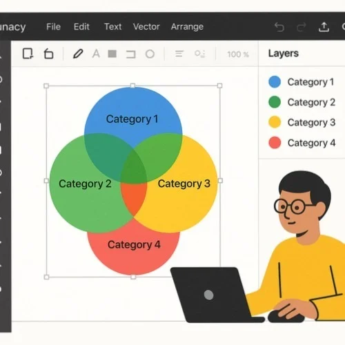 Four way venn diagram creation in Lunacy