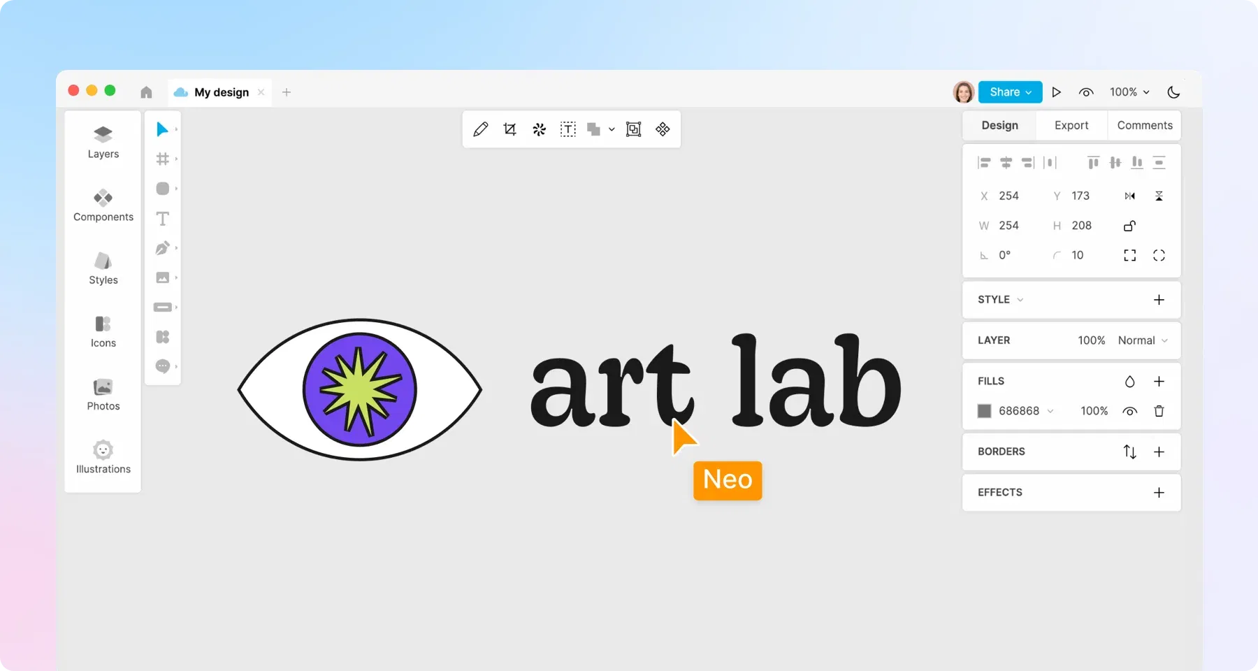 Font logo design in Lunacy