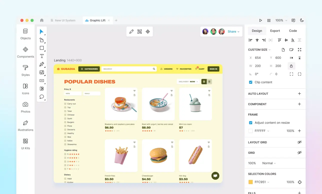 UI design in Lunacy