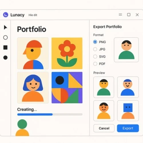 Portfolio export options in Lunacy
