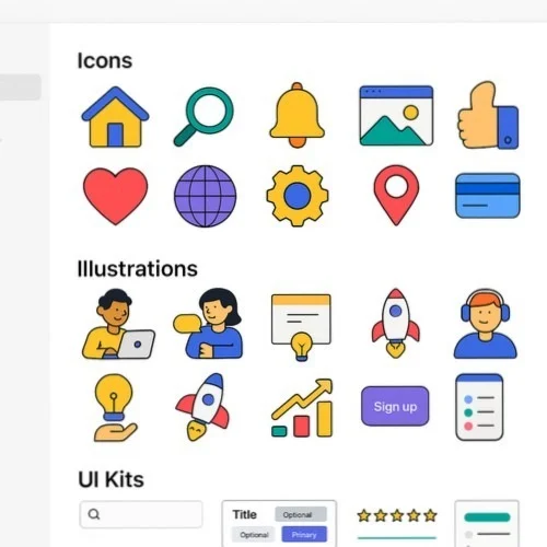 Built-in design assets library
