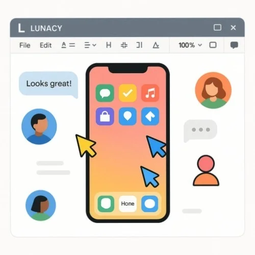 Collaborative iPhone 14 mockup workflow