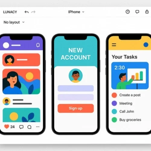 iPhone 14 mockup templates in Lunacy