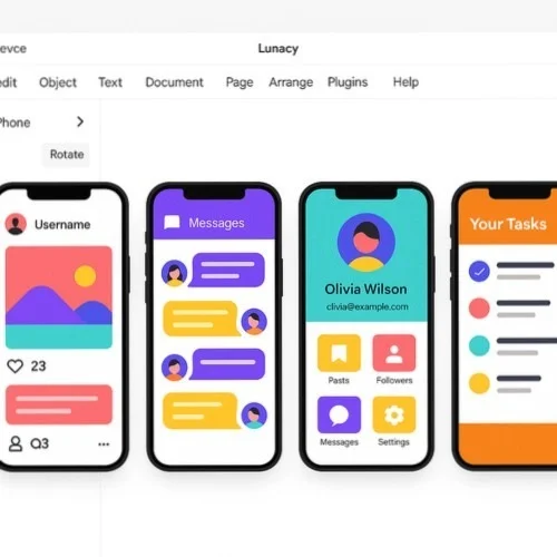 iPhone mockup templates in Lunacy