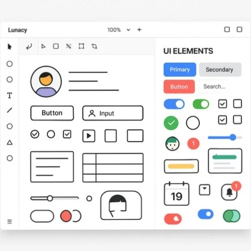 Lunacy wireframing tools and components