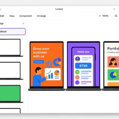 MacBook mockup templates in Lunacy