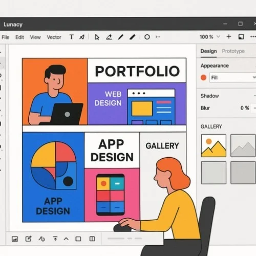 Creating a graphic design portfolio with Lunacy