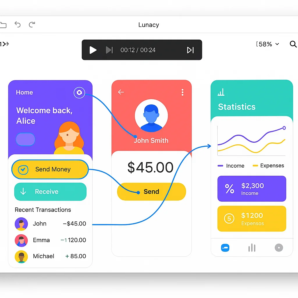 Mobile app prototyping in Lunacy