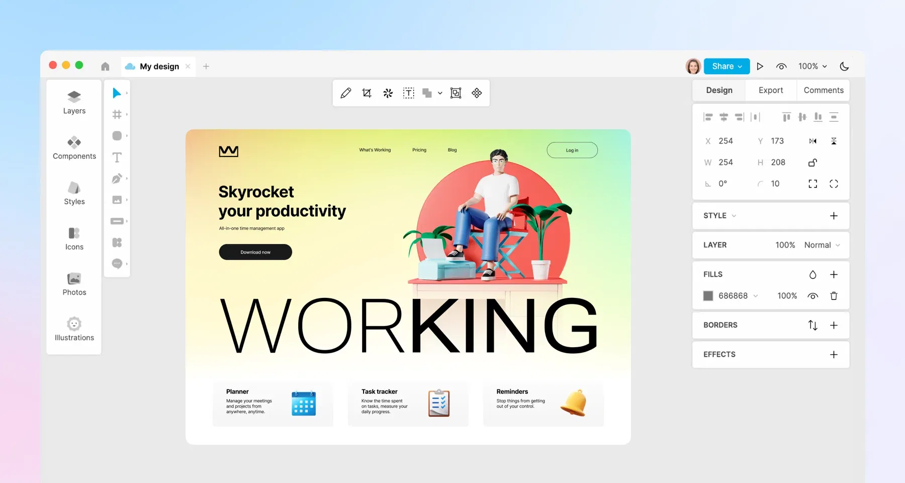 app landing in Lunacy
