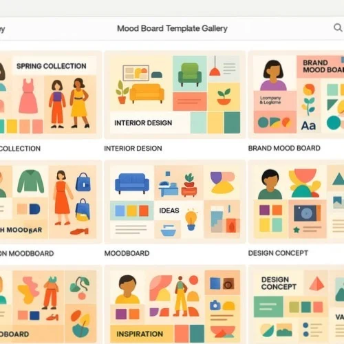 Mood board templates and layouts