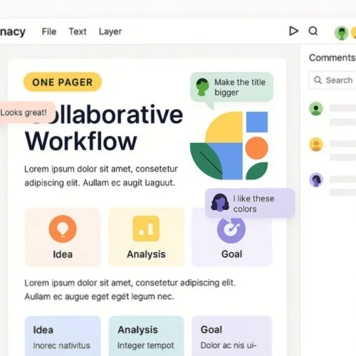 Collaborative one pager design workflow