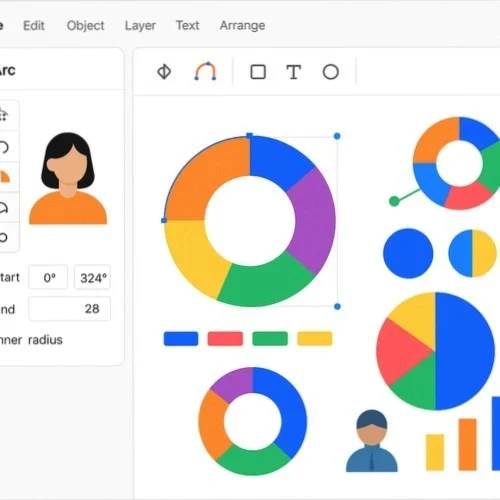Lunacy arc editor for pie charts