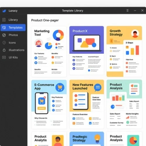 Product marketing assets in Lunacy