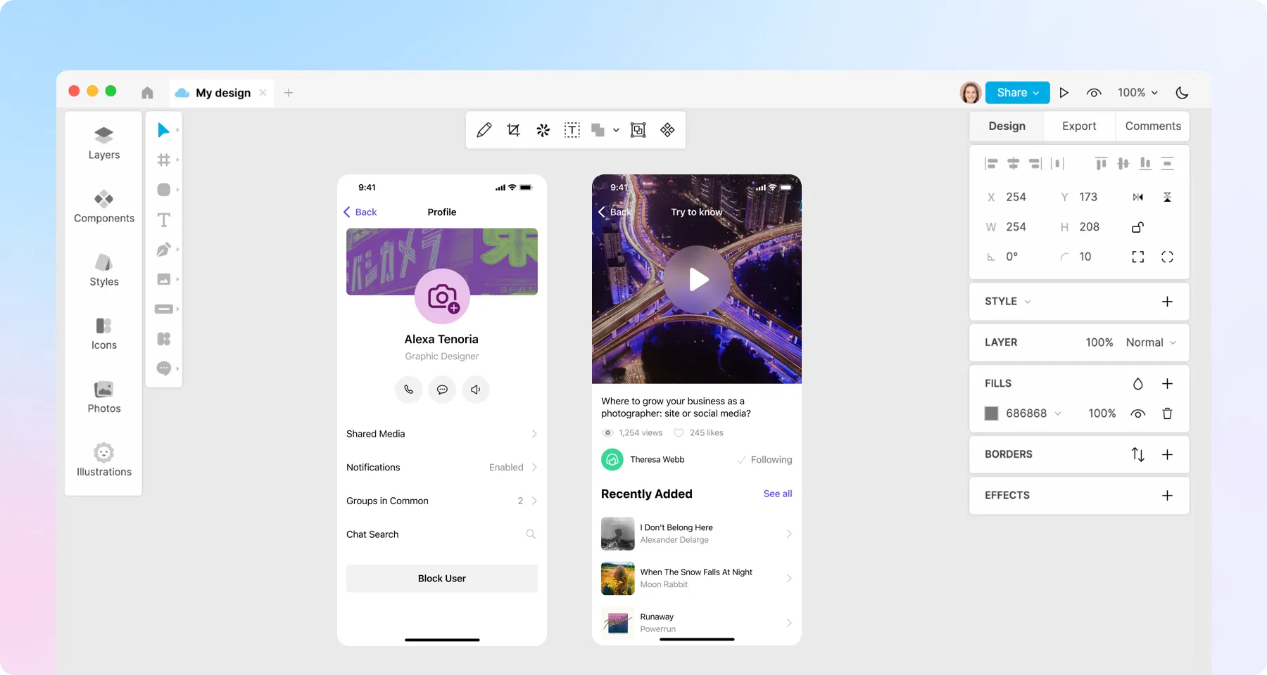 app landing in Lunacy