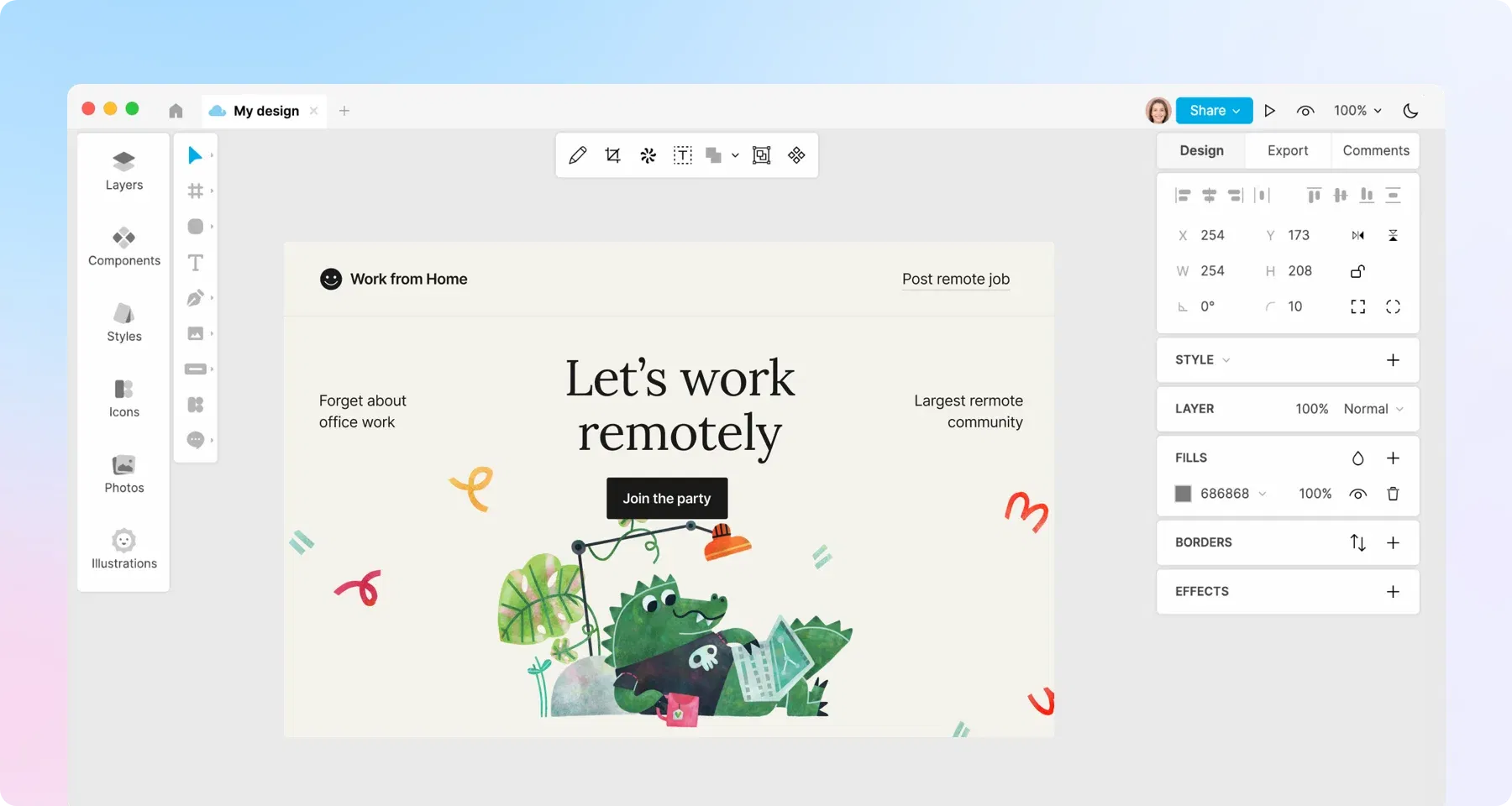 Prototyping design in Lunacy