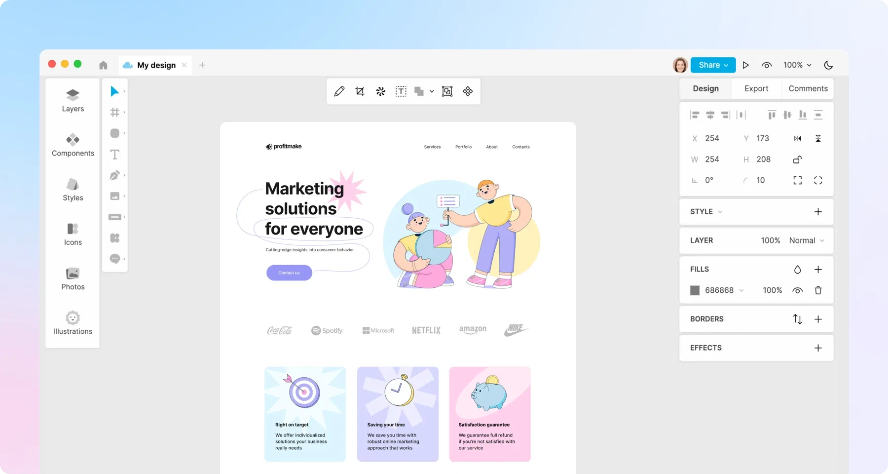 Web mockup mockup in Lunacy