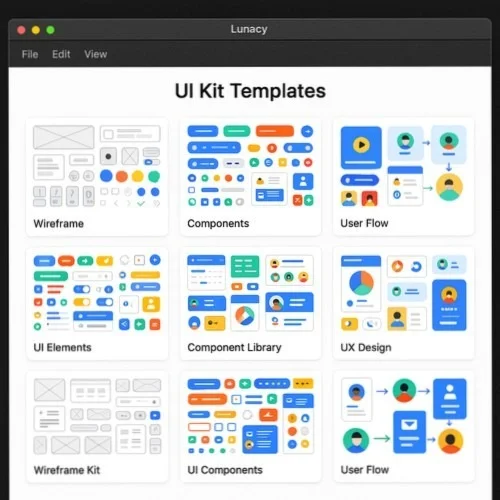 UI kits and UX templates in Lunacy
