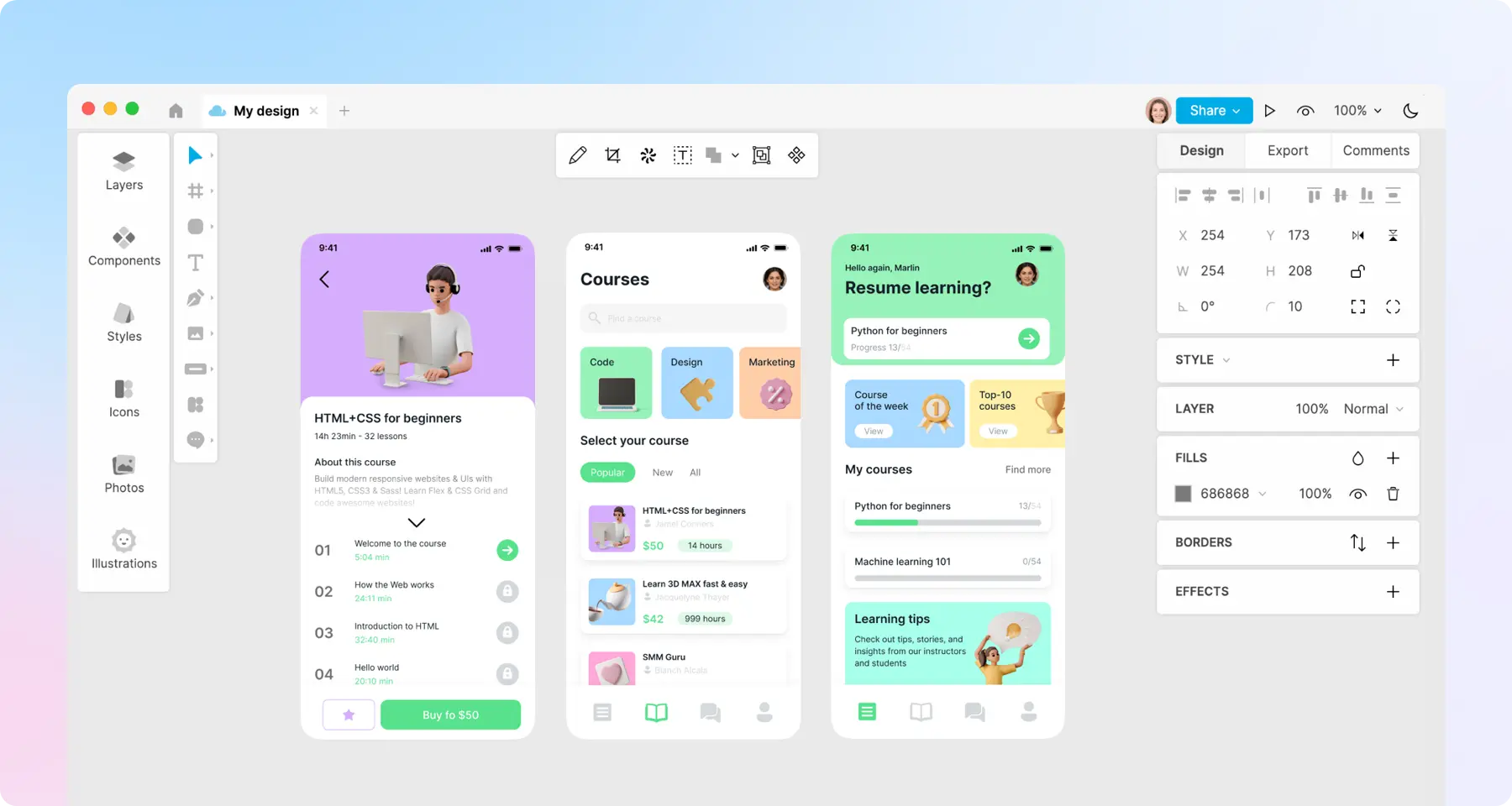 UI design in Lunacy