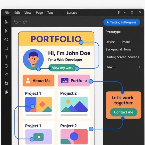 Interactive portfolio prototyping in Lunacy