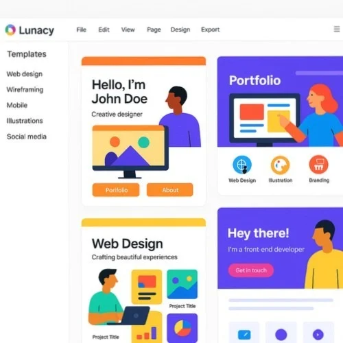 Modern portfolio website templates in Lunacy