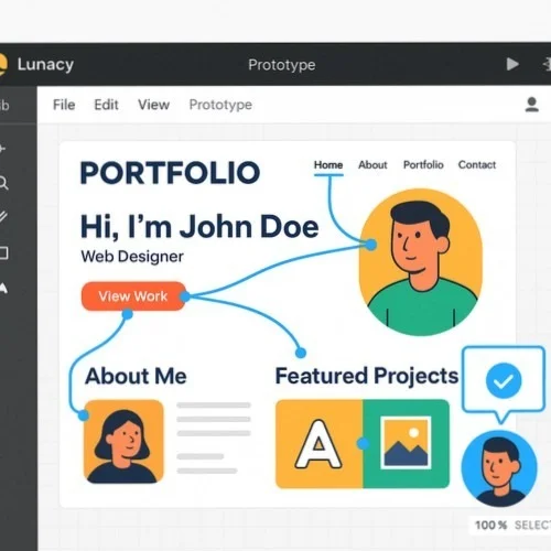 Interactive prototyping for portfolio websites