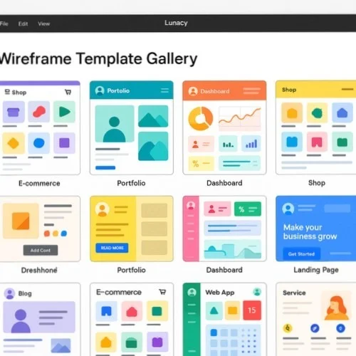 Lunacy wireframe templates gallery