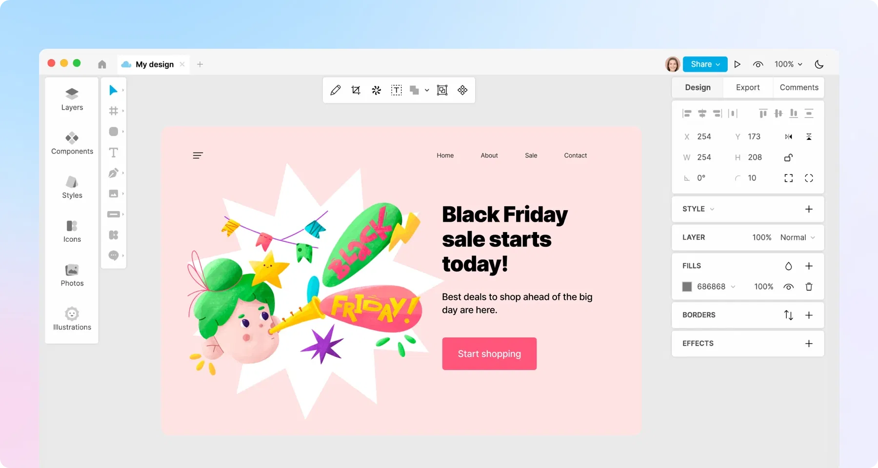 Web mockup mockup in Lunacy