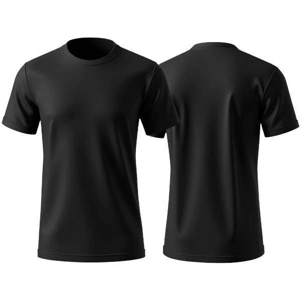 Realistic black t-shirt mockup front and back