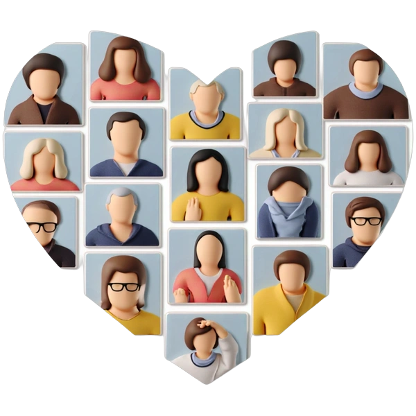 Heart collage photo arrangement demonstration